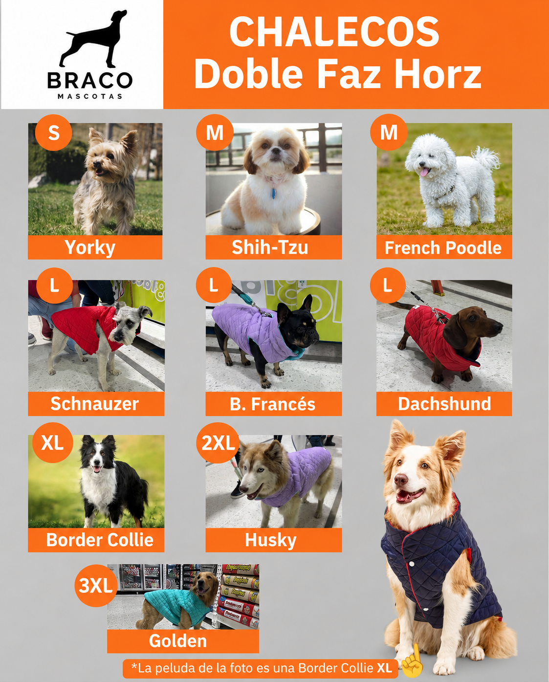 Chaqueta Impermeable para Perro Doble Faz, Azul Marino con Rojo, Marca BRACO