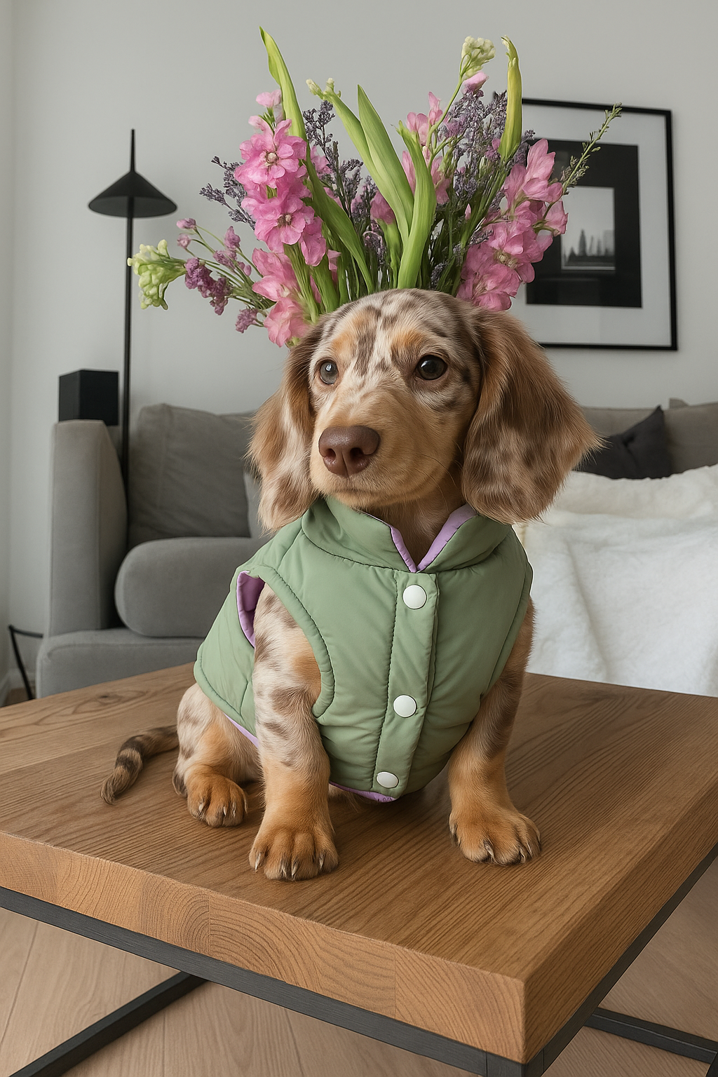 Chaleco para Perro Verde con Lila, Colección Braco Kids, Marca Braco
